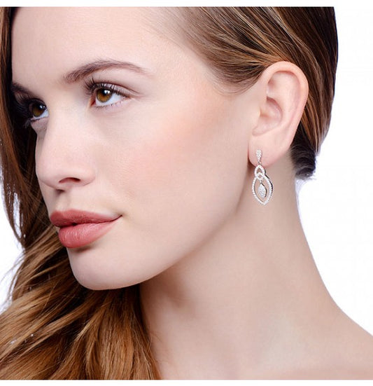 Sterling Silver Micro Pavé Teardrop Fancy Cubic Zirconia Earrings