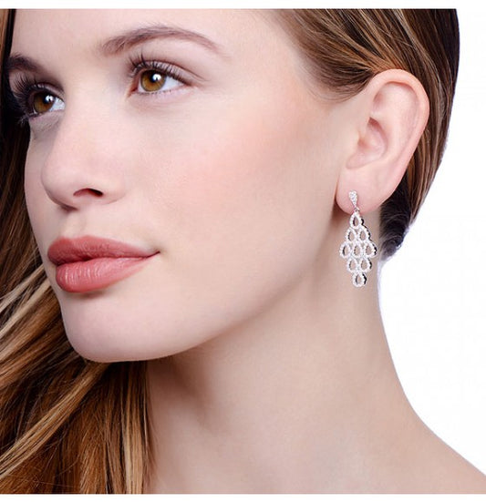 Sterling Silver Micro Pavé White Cubic Zirconia Drop Earrings