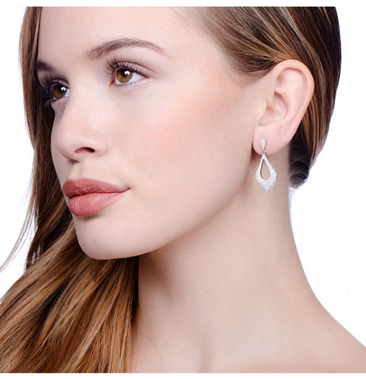 Sterling Silver Micro Pavé Fancy Teardrop Cubic Zirconia Earrings