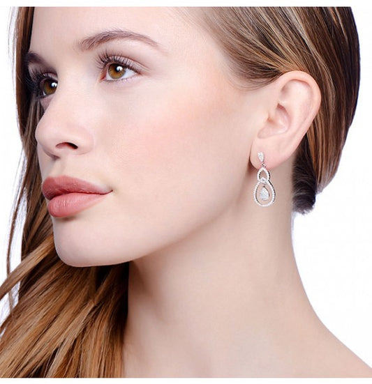 Sterling Silver Micro Pavé Fancy Drop Cubic Zirconia Earrings