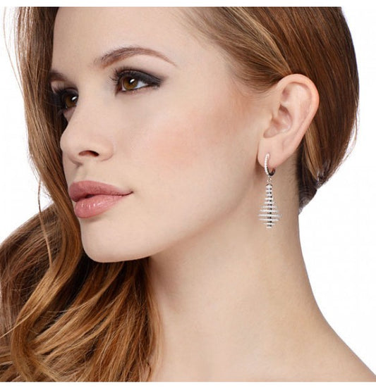 Sterling Silver Micro Pavé Layered Pear-Shaped Cubic Zirconia Earrings