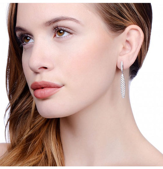 Sterling Silver Micro Pavé Long Fancy Drop Earrings
