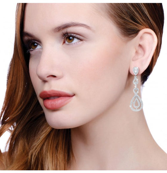 Sterling Silver Micro Pavé Fancy Drop Cubic Zirconia Earrings