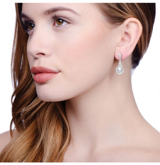Sterling Silver Micro Pavé Teardrop Cubic Zirconia Earrings