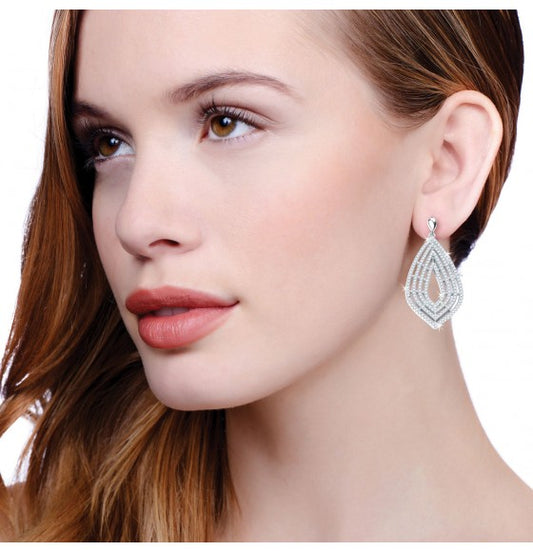 Sterling Silver Micro Pavé Large Drop Cubic Zirconia Earrings