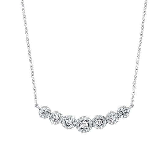 18ct White Gold 0.50ct Diamond Halo Necklace