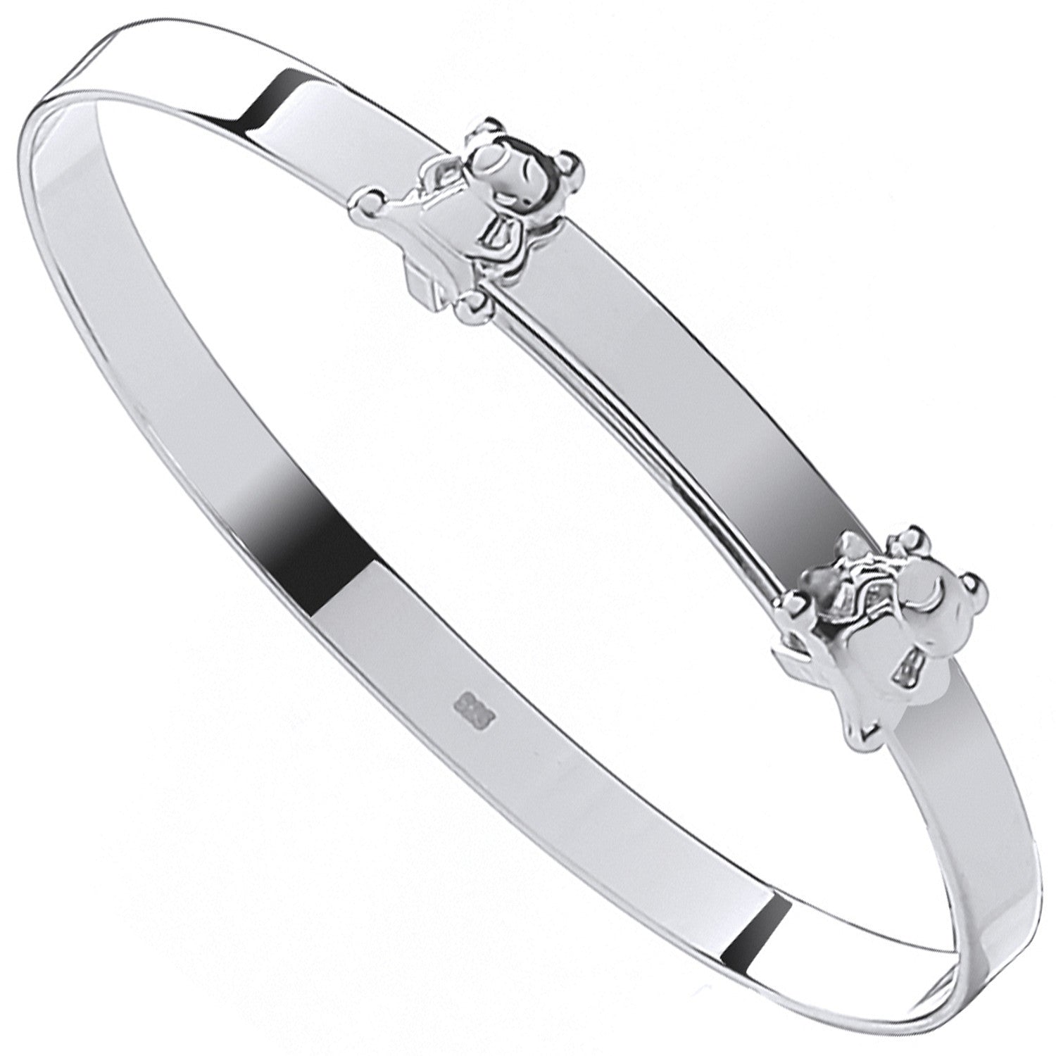 Sterling Silver 925 Personalised Teddy Bears Baby Bangle