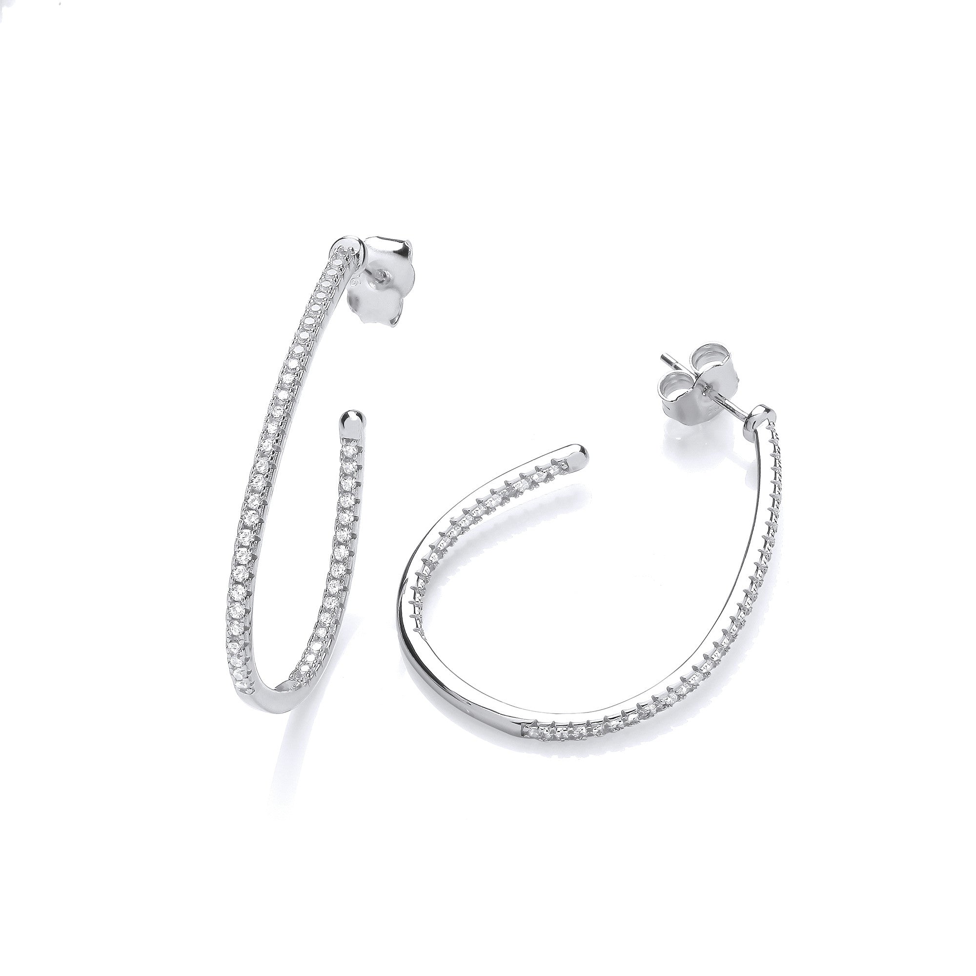 Elegant Half Hoop Teardrop Cubic Zirconia Earrings