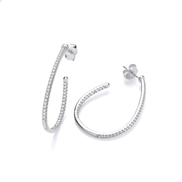 Elegant Half Hoop Teardrop Cubic Zirconia Earrings