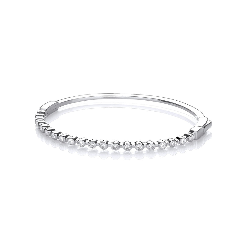 Sterling Silver Rubover Cubic Zirconia Bangle