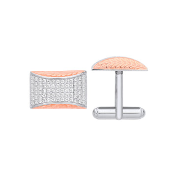Sterling Silver & Rose Gold Plated Cubic Zirconia Cufflinks