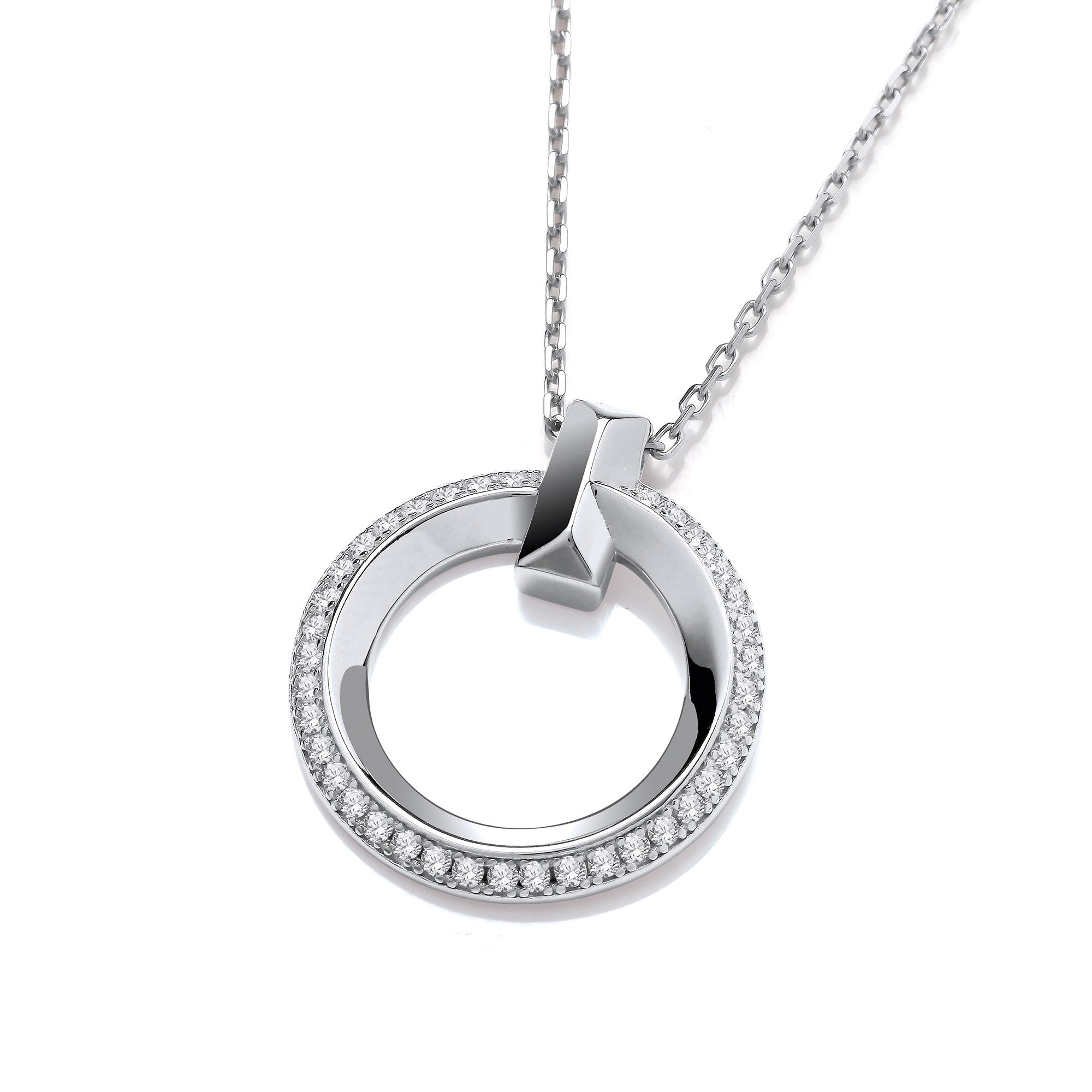 Silver Circle of Life Cubic Zirconia Pendant with Chain