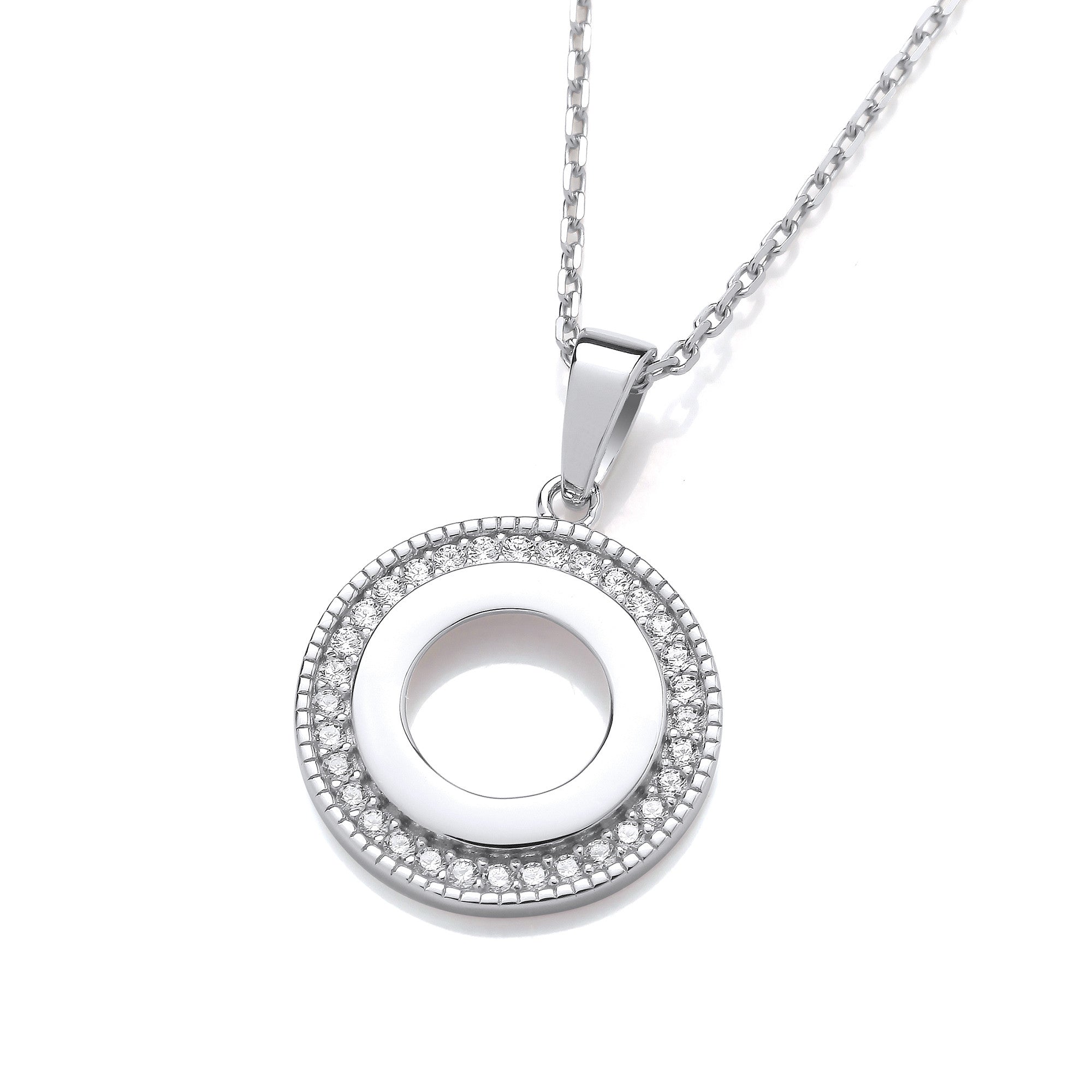 Silver Circle of Life Cubic Zirconia Pendant with Chain