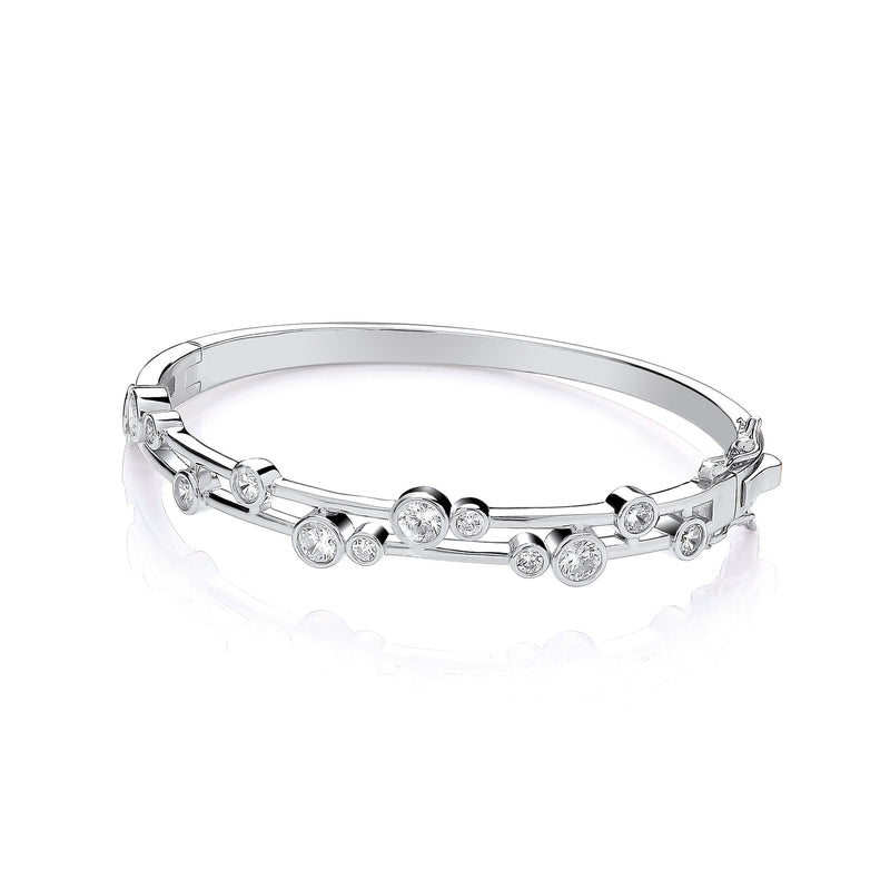 Sterling Silver Classic Rubover Cubic Zirconia Bangle