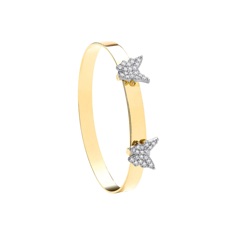 9ct Yellow Gold CZ Butterfly Baby Bangle