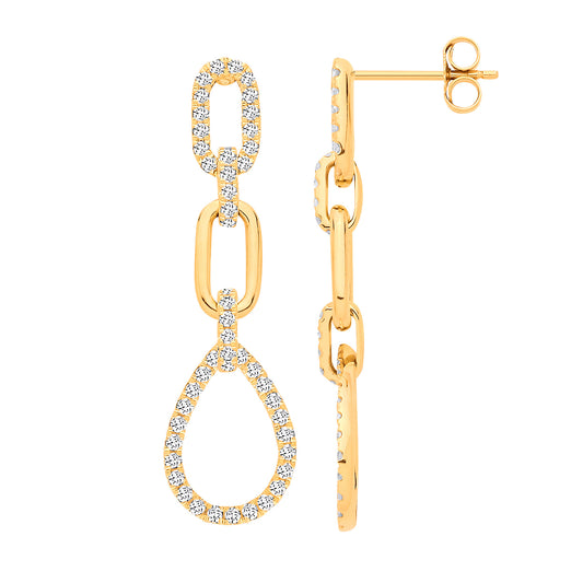 9ct Yellow Gold 0.80ct Natural Diamond Drop Earrings