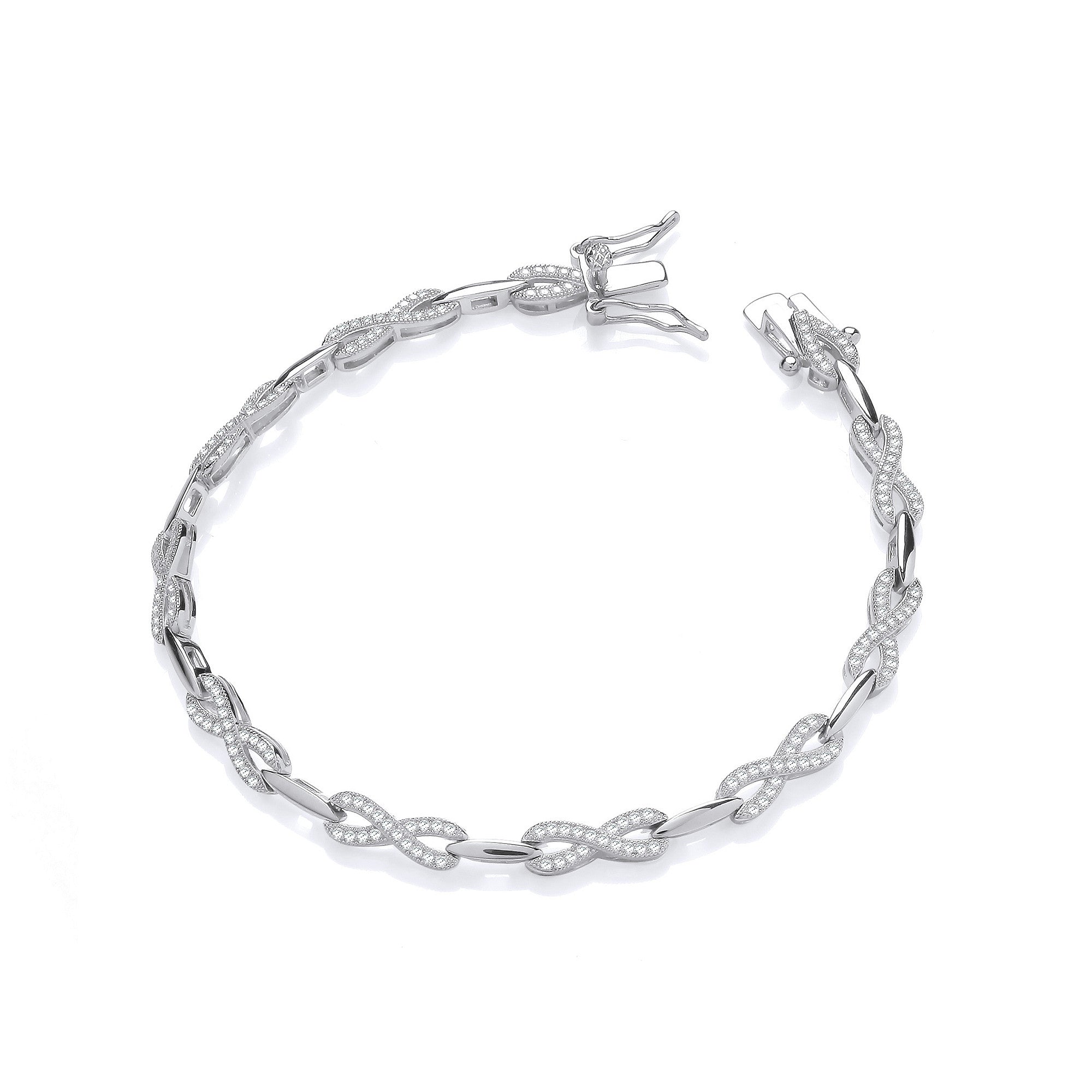 Sterling Silver Infinity Style Cubic Zirconia Tennis Bracelet