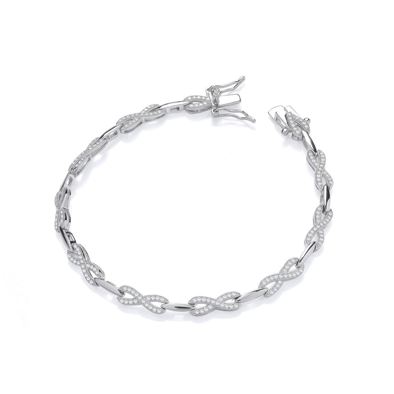 Sterling Silver Infinity Style Cubic Zirconia Bracelet