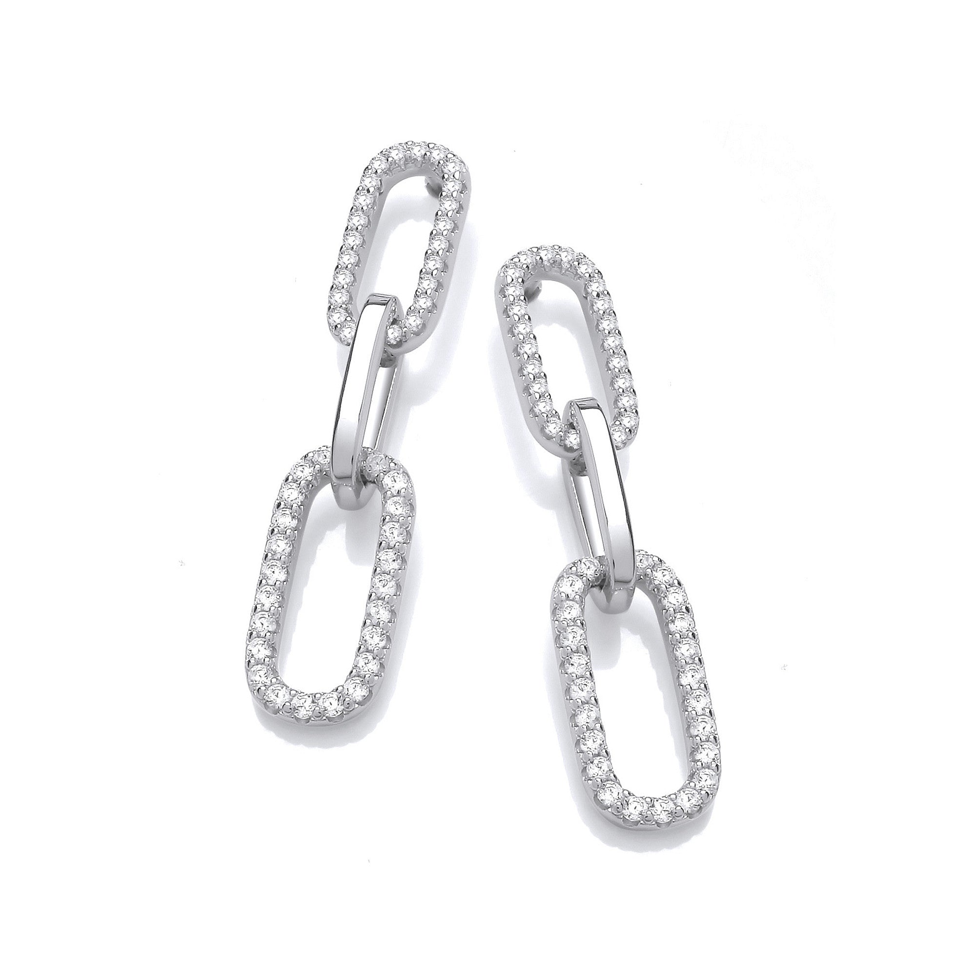 Paper Clip Micro Pave cubic zirconia Drop Earrings
