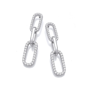 Paper Clip Micro Pave cubic zirconia Drop Earrings