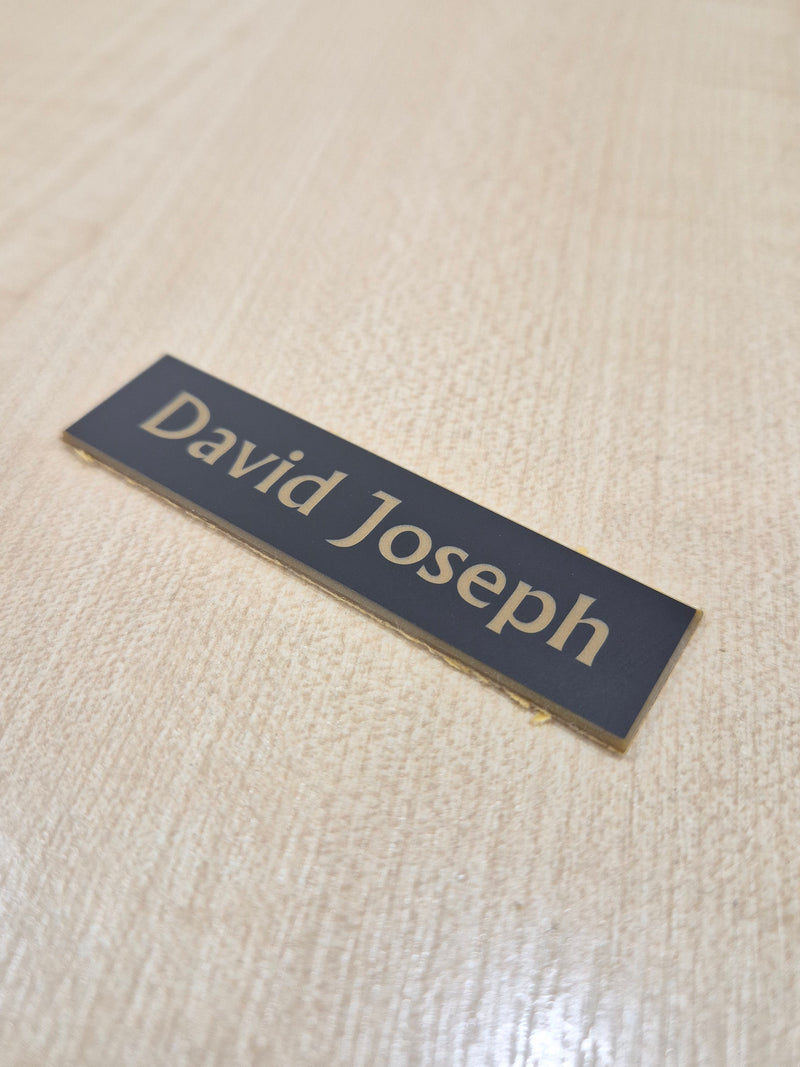 Black & Gold 70x18mm Rectangular Plaque