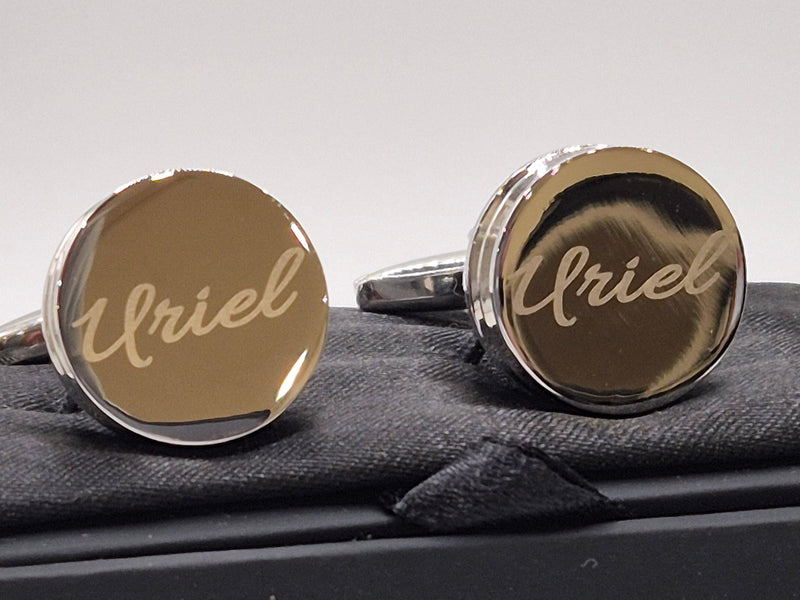 Classic Silver Plated Round Cufflinks (Optional Engraving)