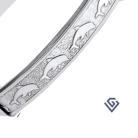 Sterling Silver 925 Expandable Baby Bangle with Dolphin Pattern