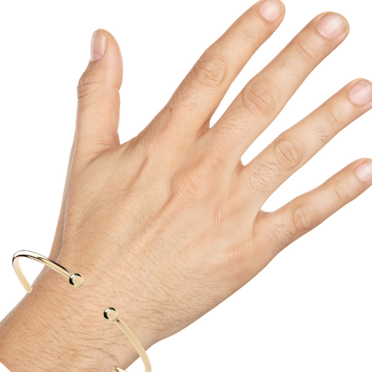 Gold Plated Sterling Silver Gents Torque Bangle – Luxury 24ct Gold Men’s Open Cuff Bracelet