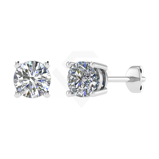 2ct Round Brilliant Lab Diamond Stud Earrings in 9ct White Gold