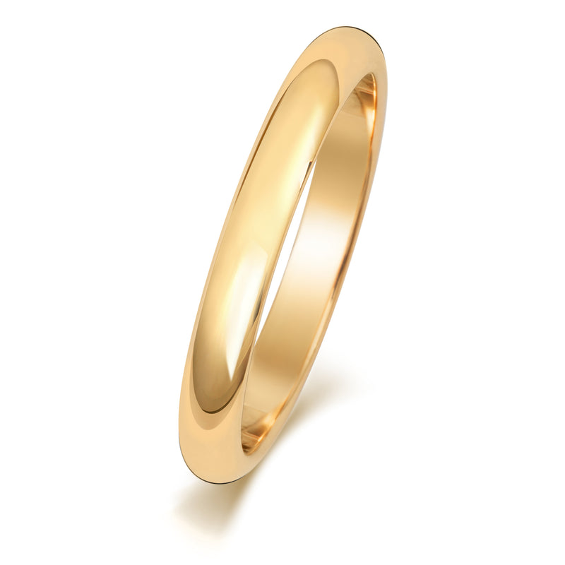 18ct Yellow Gold D Shape Wedding Ring (2mm - 8mm)