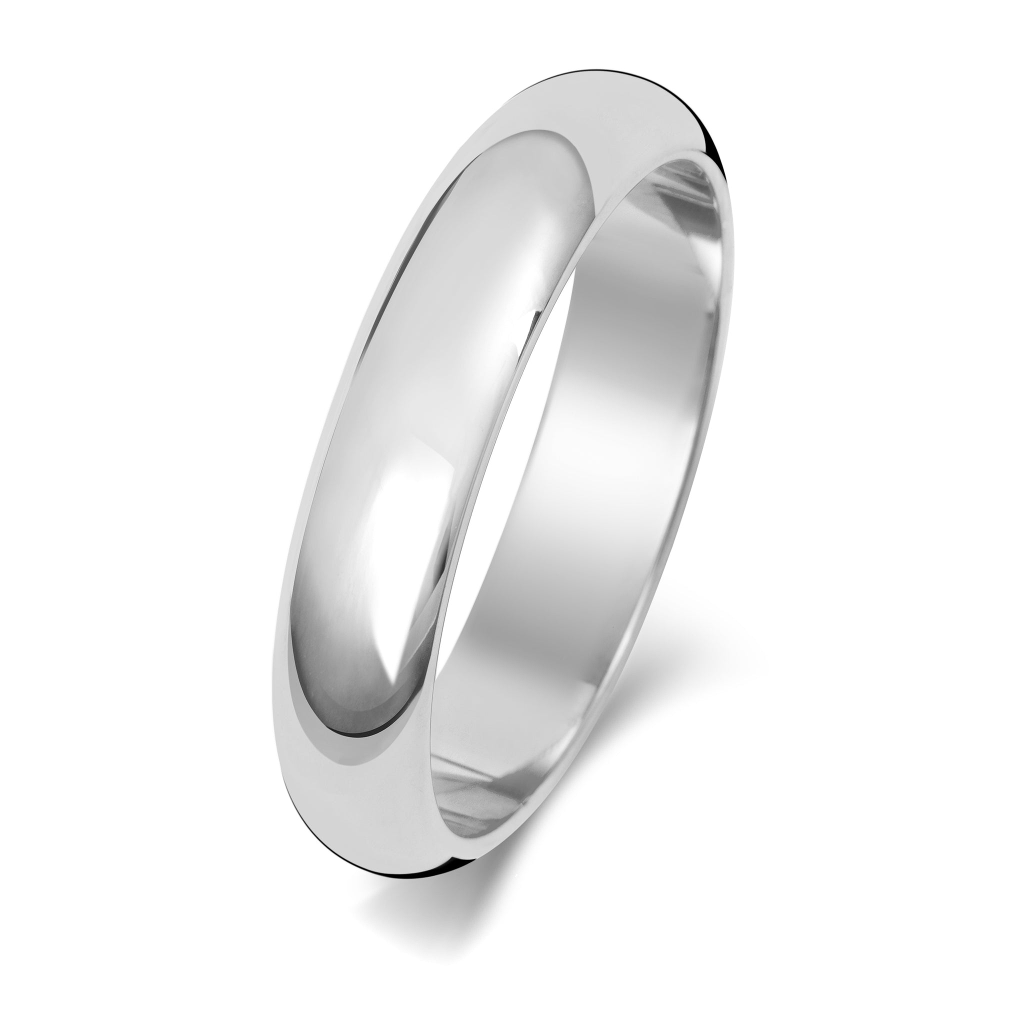 9ct White Gold D Shape Wedding Ring (2mm - 8mm)