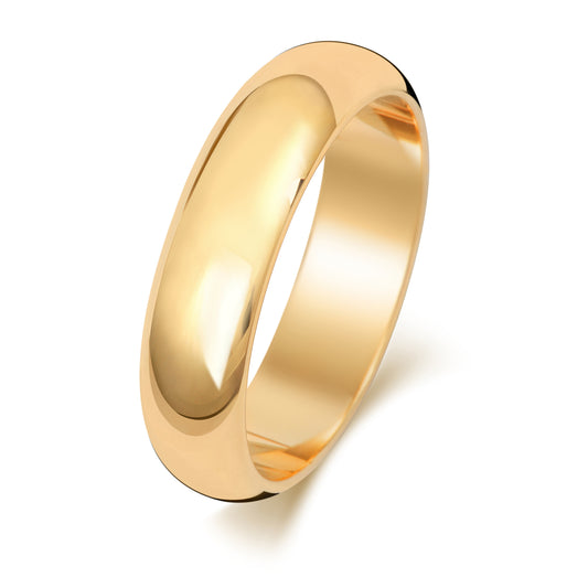 18ct Yellow Gold D Shape Wedding Ring (2mm - 8mm)