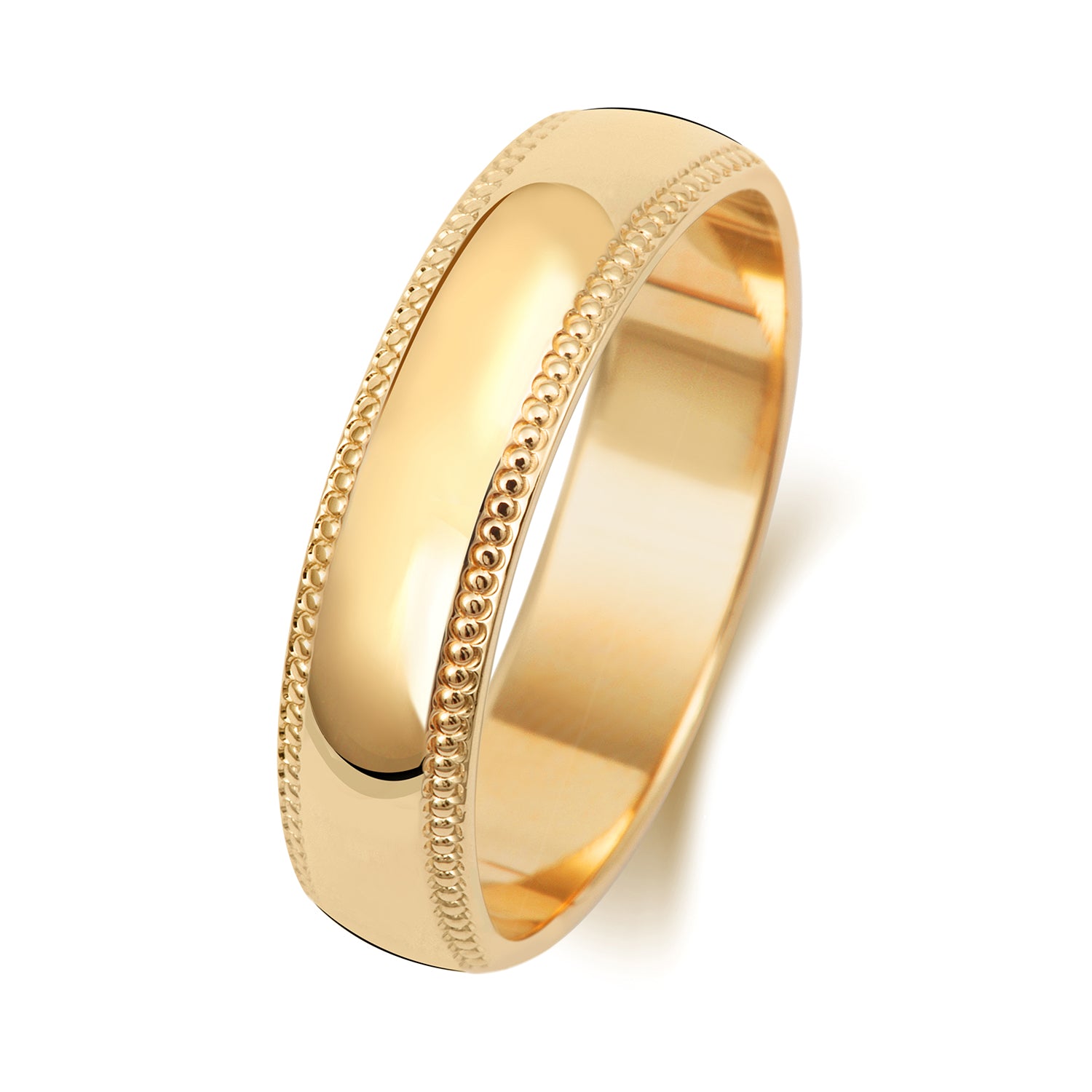 9ct Yellow Gold Milgrain D Shape Wedding Ring (3 m - 6mm)