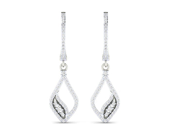 0.80ct Long Diamond Drop Earrings In 14ct White Gold