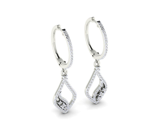 0.80ct Long Diamond Drop Earrings In 14ct White Gold