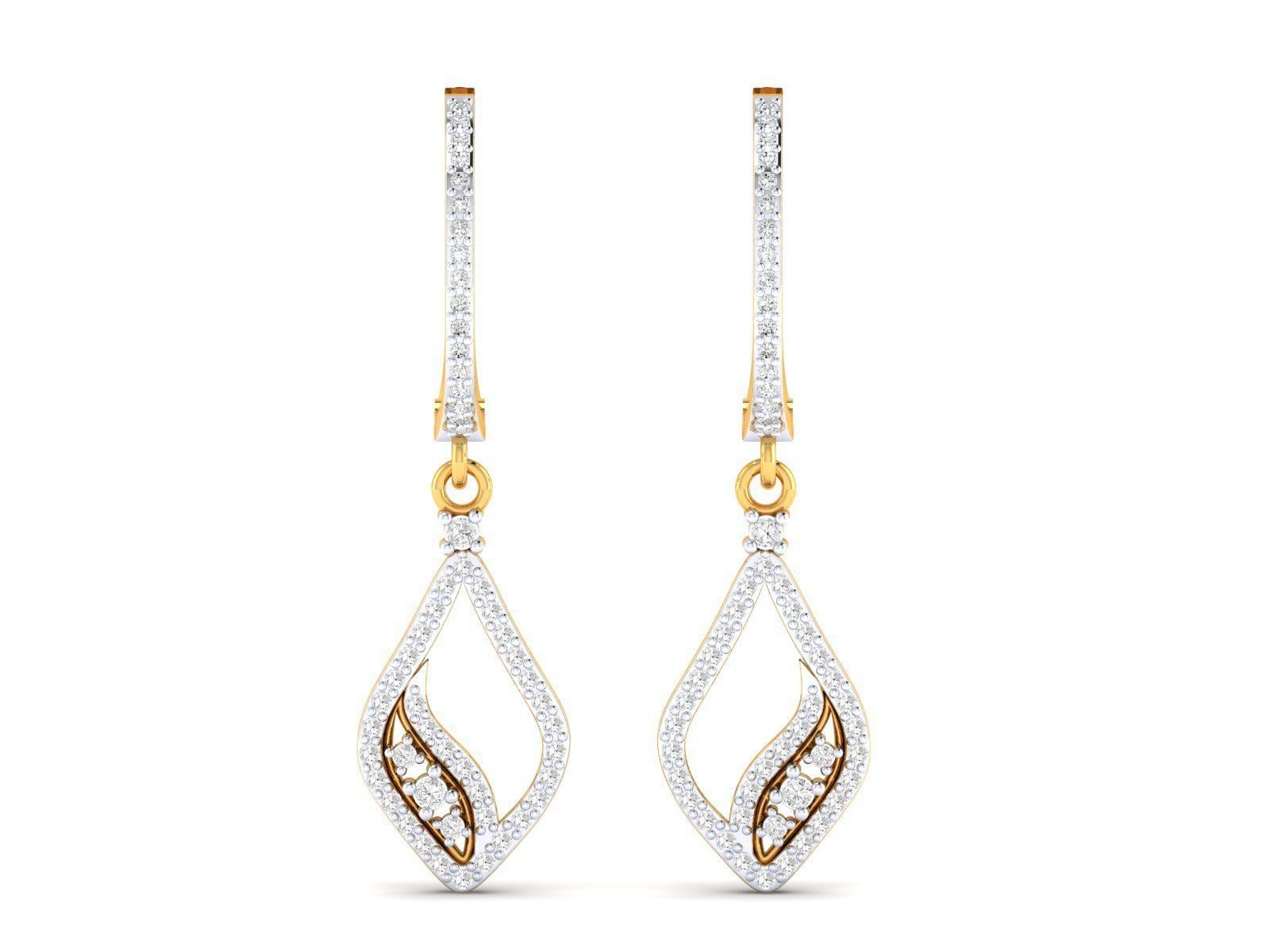 0.80ct Long Diamond Drop Earrings In 14ct Yellow Gold