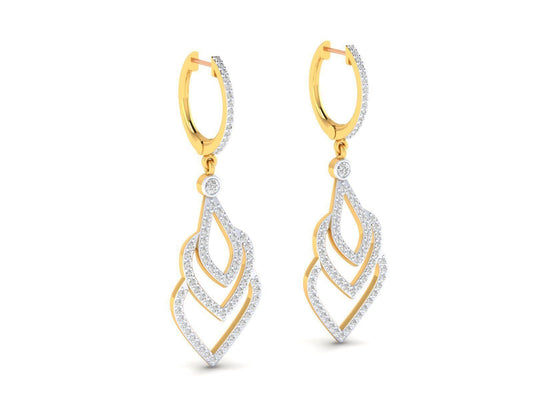 1.1ct Long Diamond Drop Earrings In 14ct Yellow Gold