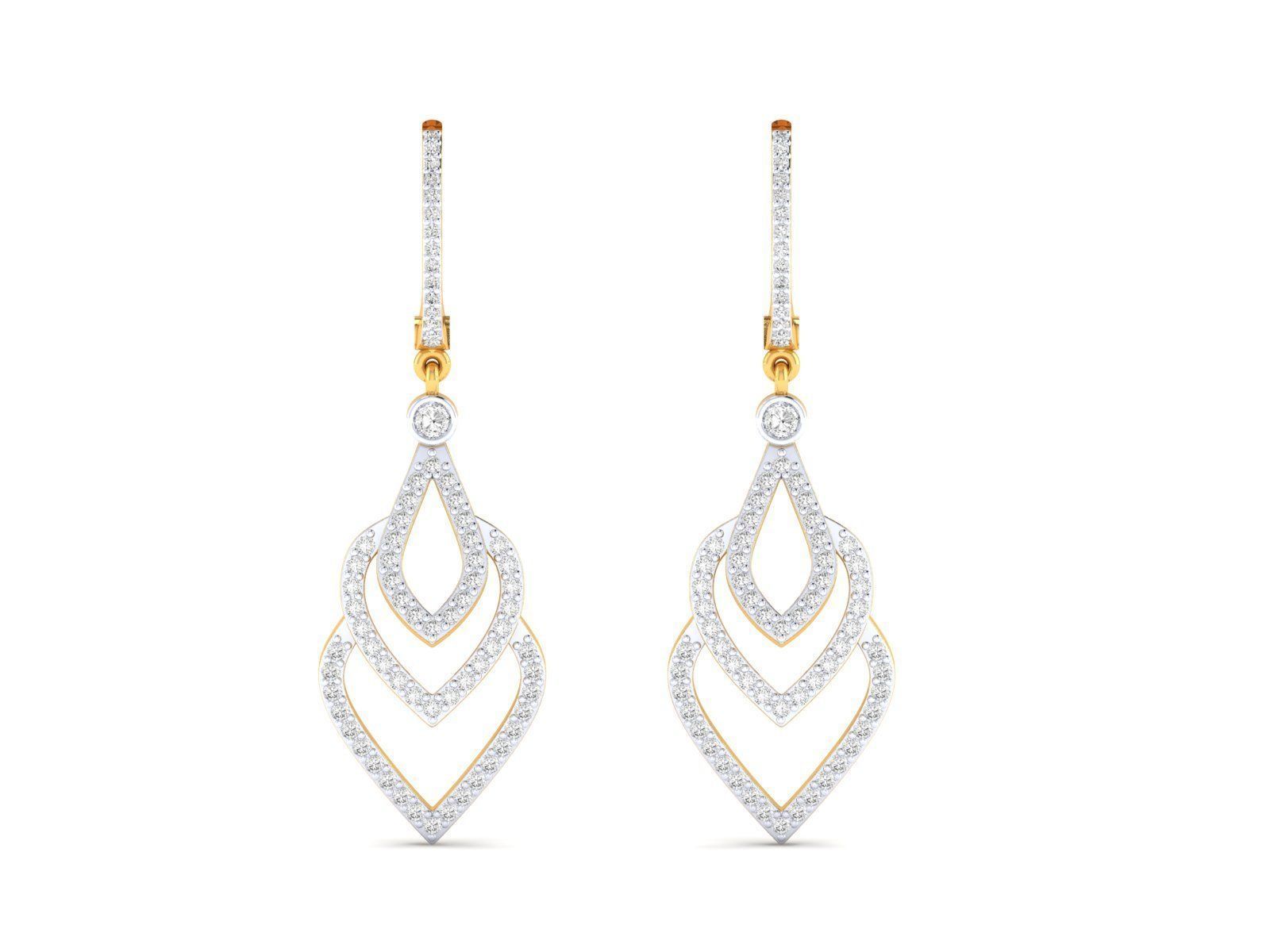 1.1ct Long Diamond Drop Earrings In 14ct Yellow Gold