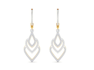 1.1ct Long Diamond Drop Earrings In 14ct Yellow Gold