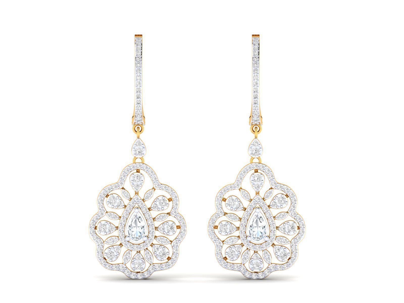 1.65ct Long Diamond Drop Earrings In 14ct Yellow Gold