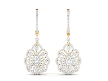 1.65ct Long Diamond Drop Earrings In 14ct Yellow Gold