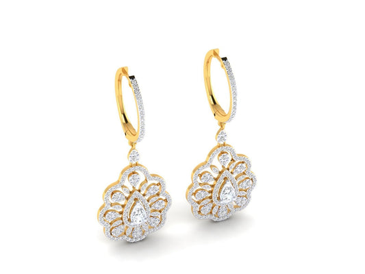 1.65ct Long Diamond Drop Earrings In 14ct Yellow Gold