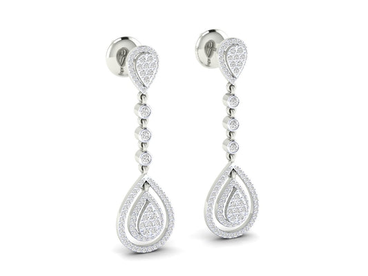 1.20ct Long Diamond Drop Earrings In 14ct White Gold