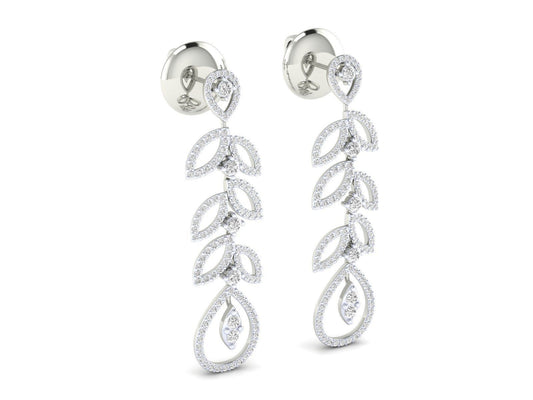 1.2ct Long Diamond Drop Earrings In 14ct White Gold