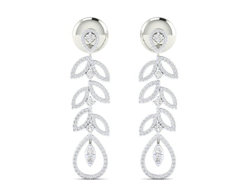 1.2ct Long Diamond Drop Earrings In 14ct White Gold