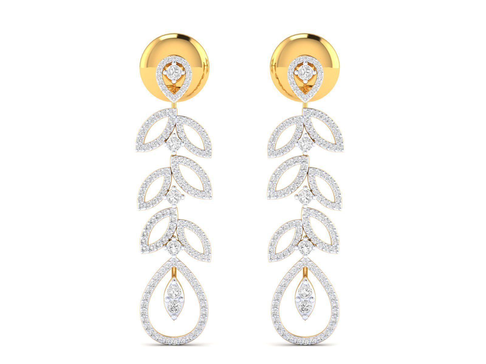 1.2ct Long Diamond Drop Earrings In 14ct Yellow Gold