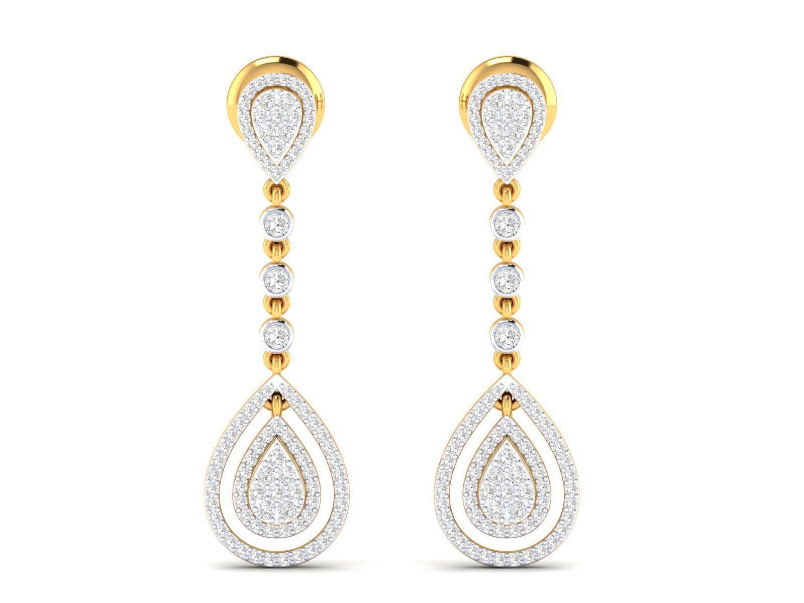 1.20ct Long Diamond Drop Earrings In 14ct Yellow Gold