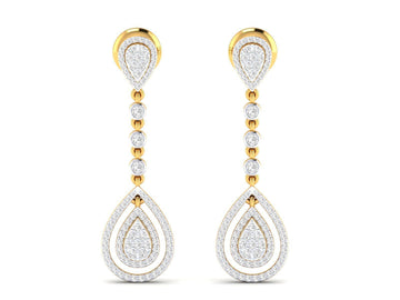 1.20ct Long Diamond Drop Earrings In 14ct Yellow Gold