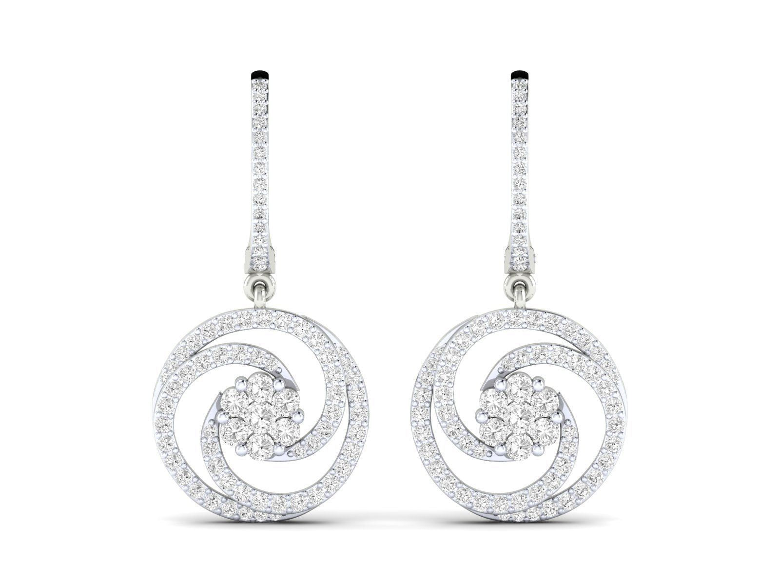 1.40ct Long Diamond Drop Earrings In 14ct White Gold