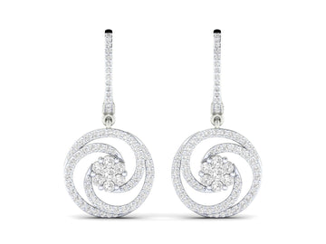 1.40ct Long Diamond Drop Earrings In 14ct White Gold